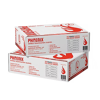 PHOENIX Heavy Duty Nitrile Examination Gloves (Black)