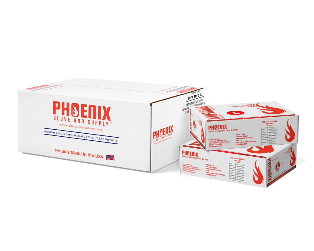 PHOENIX Heavy Duty Nitrile Examination Gloves (Black)