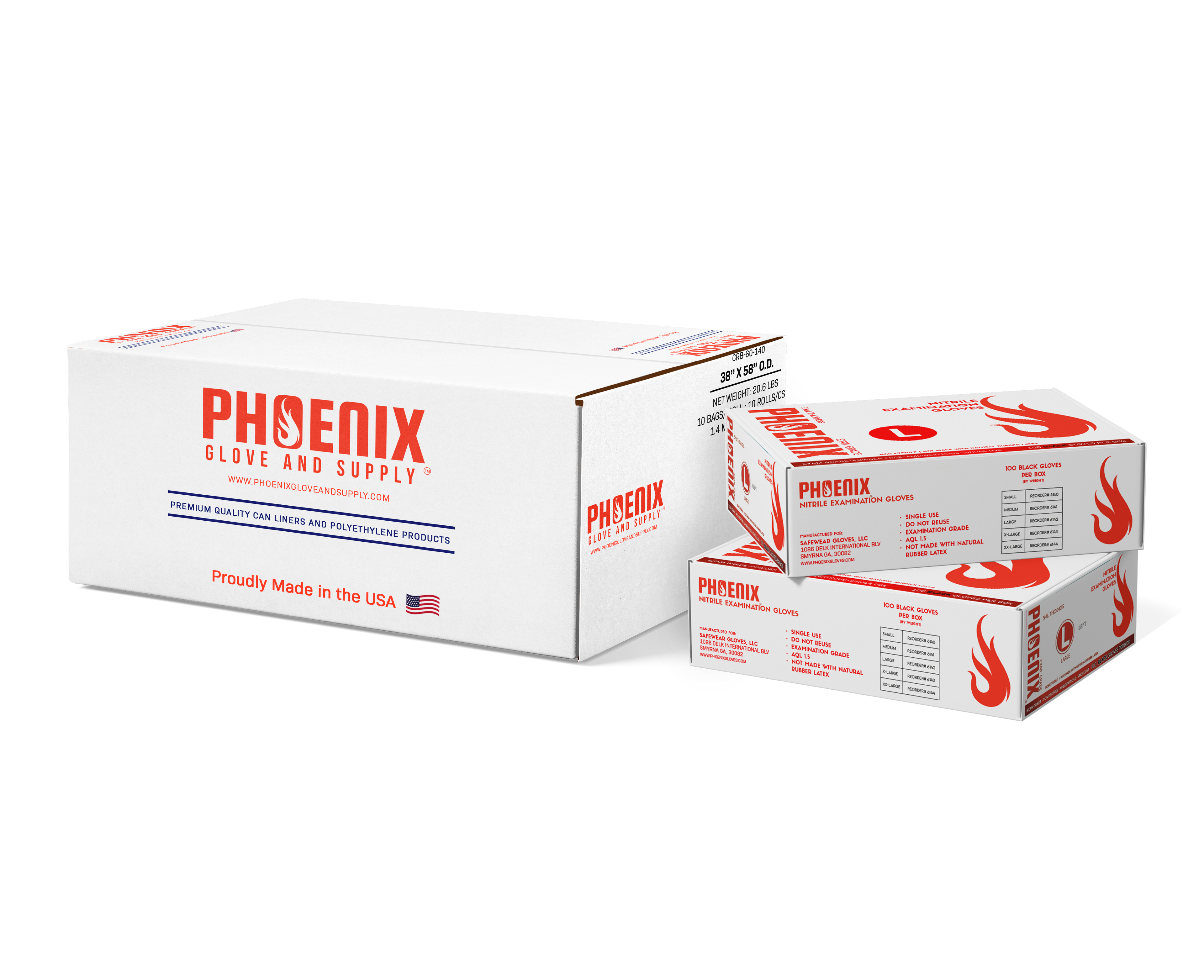 PHOENIX Heavy Duty Nitrile Examination Gloves (Black)